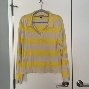 J Crew Women’s Yellow and Cream Rugby Shirt